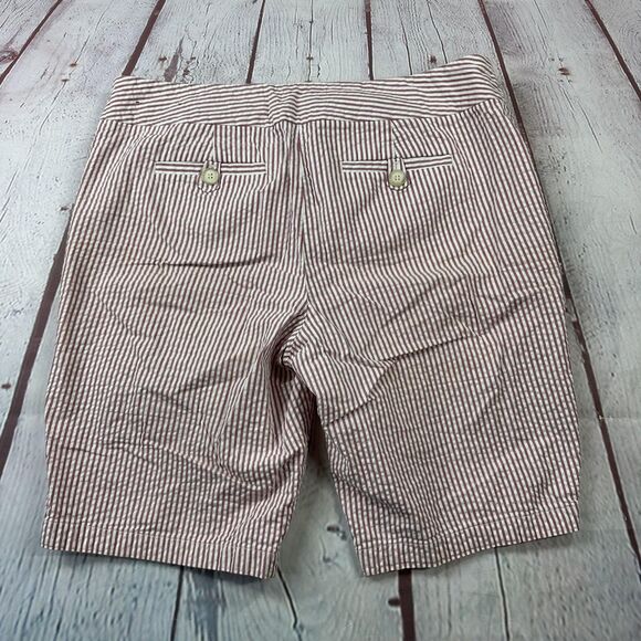 Ann Taylor Shorts Womens 10 Red White Stripe Signature Fit Cotton Bermuda - Picture 9 of 9
